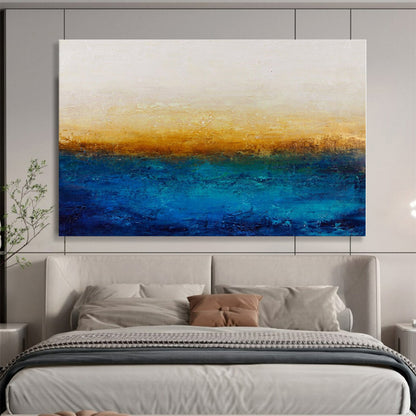 Minimalist Canvas Art Gradient Blue & Gold Abstract On Canvas HPS006