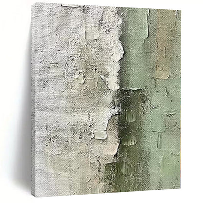 Acrylic Modern Art Paintings in White, Green, and Gray with Textured Details, Paintings For House PT010