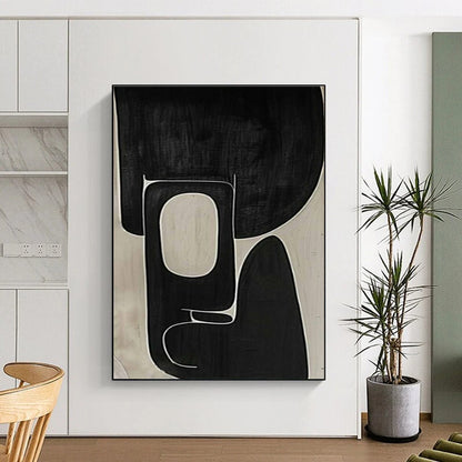 Unique Abstract Art Black and Beige Organic Abstract Art PT683