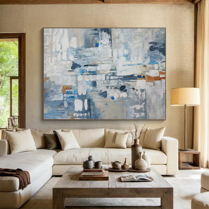 Cool Abstract Paintings Blue, Gray & Orange Abstract Urban Art HPS177