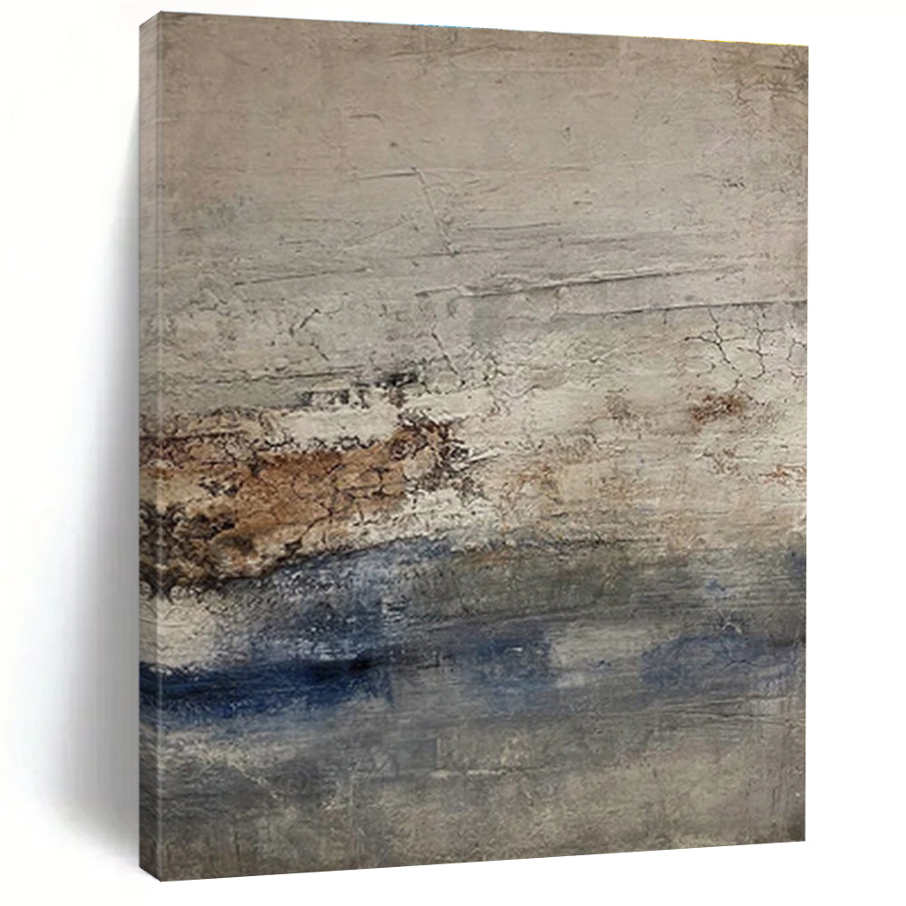 Hand-Painted Gray, Brown, and Blue Textured Abstract Art, Acrylic Modern Art Painting PT321