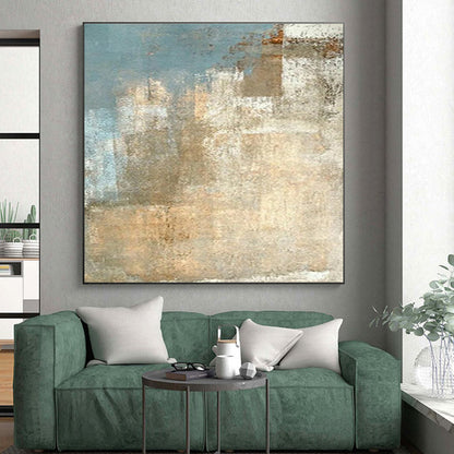 Large Size Beige Blue Textured Abstract Landscape Art PT499