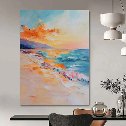 Acrylic Modern Art Paintings Colorful Coastal Sunset Abstract Beach Painting DPS439