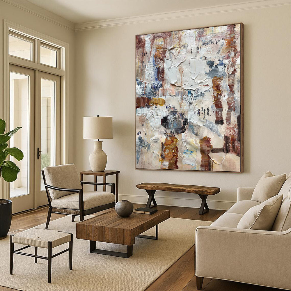 Large Painting In Living Room Multicolor Textured Abstract Painting On Canvas PT060