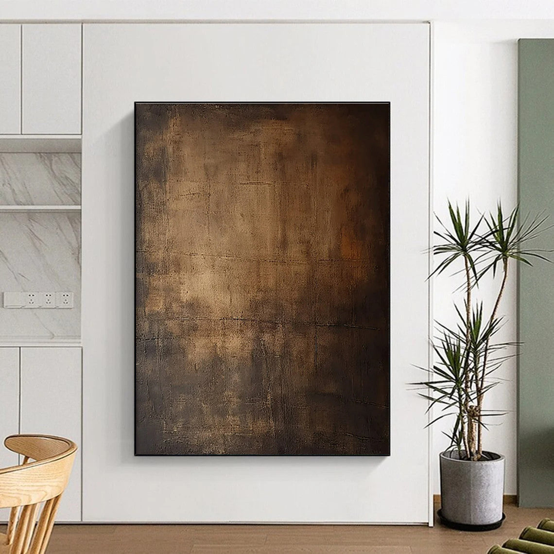 Unique Abstract Art Brown Textured Monochromatic Abstract Painting PT623