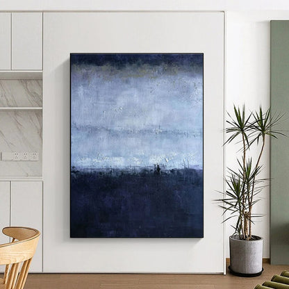 Minimalist Canvas Art Monochromatic Blue Gradient Abstract Painting PT612