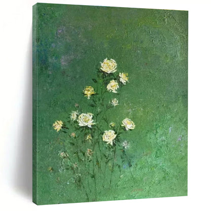 Hand-Painted Green & Yellow Floral Abstract, Paintings For House DPS504