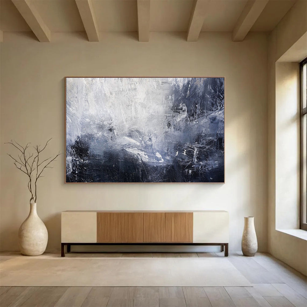 Cool Abstract Paintings Gray and White Textured Abstract Art HPS388
