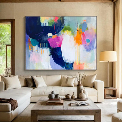 Large Painting In Living Room Multicolor Abstract Emotional Expression Art HPS315