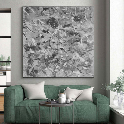 Cool Abstract Paintings Gray Monochrome Splatter Abstract Art PT459