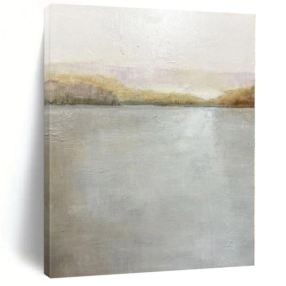 Hand Painting Gray & Beige Textured Seascape Abstract Painting On Canvas PT082