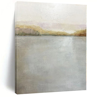 Hand Painting Gray & Beige Textured Seascape Abstract Painting On Canvas PT082