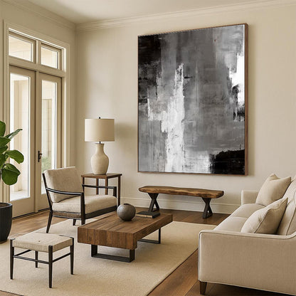 Acrylic Modern Art Paintings Gray, Black, and White Textured Abstract Art PT693