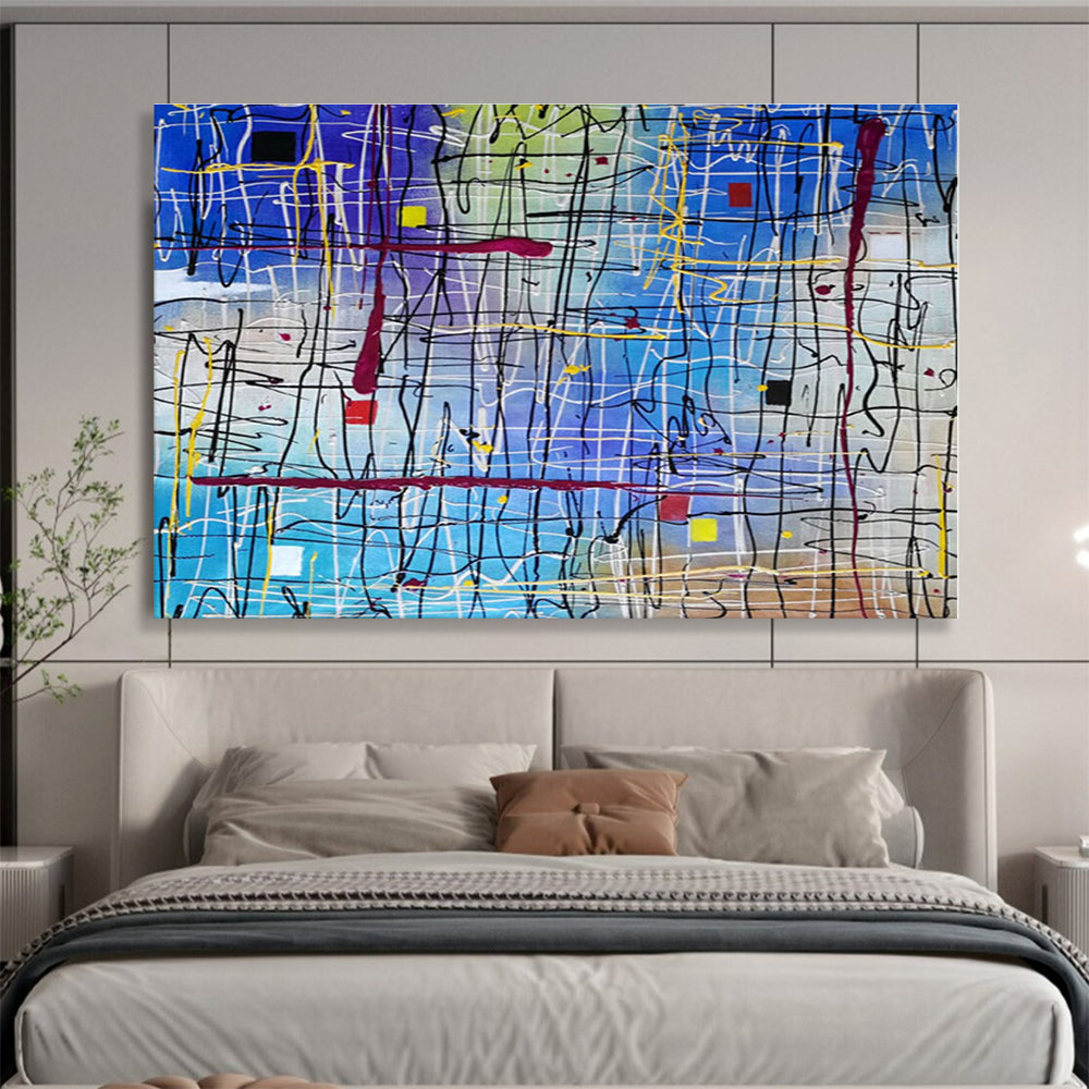 Oversized Abstract Wall Art Colorful Linear Abstract Art HPS150