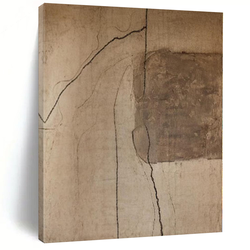 Handmade Art Beige & Brown Textured Abstract Painting On Canvas PT106