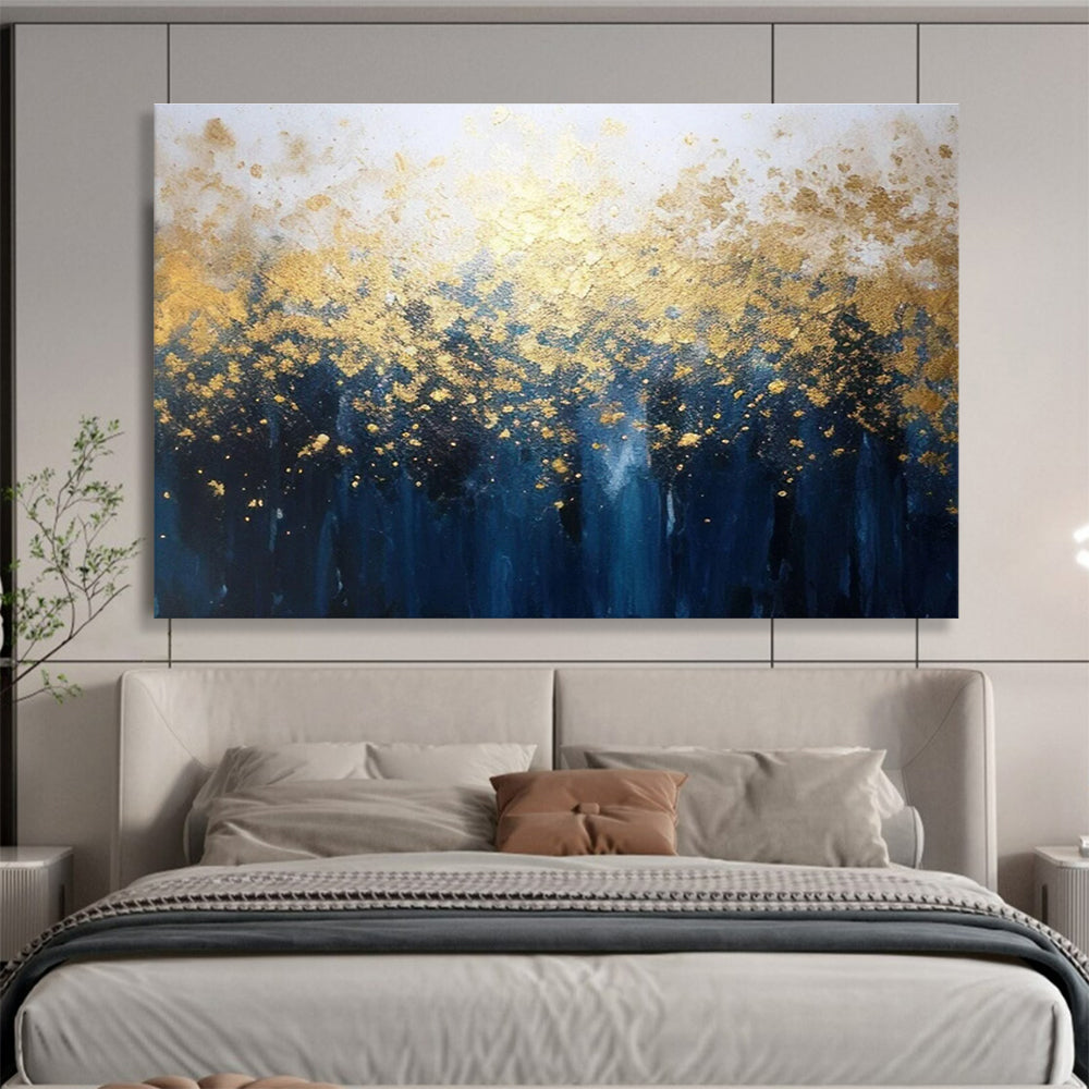 Unique Abstract Art Navy & Gold Abstract Forest Art HPS195