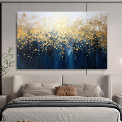 Unique Abstract Art Navy & Gold Abstract Forest Art HPS195
