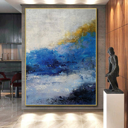Large Size Blue Yellow White Abstract Landscape Art PT423
