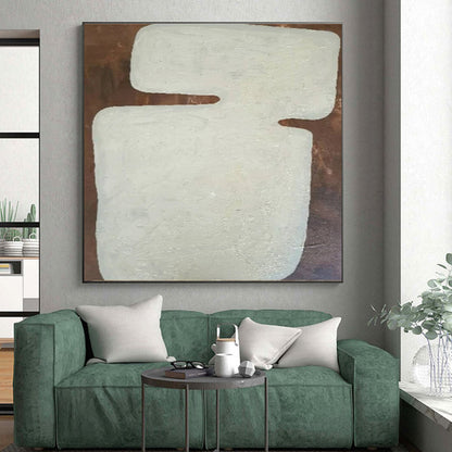 Hand-Painted Beige and Brown Textured Abstract Art PT647