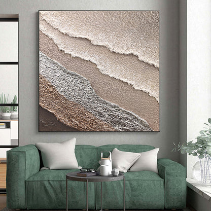 Handmade Art with Layered Beige, Gray, and Brown Textures, Oversized Abstract Wall Art PT009