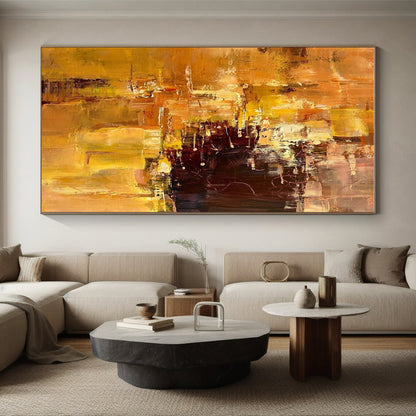 Acrylic Modern Art Paintings Orange, Yellow, and Brown Textured Abstract Art PT802