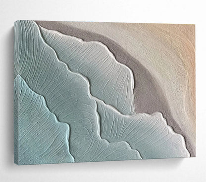 Gaint Canvas Art Teal and Beige Textured Abstract Landscape Art HPS342