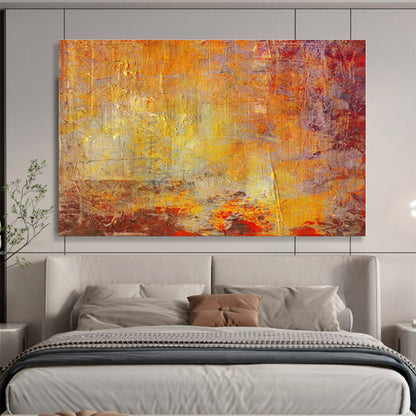 Acrylic Modern Art Paintings Warm Orange & Red Textured Abstract On Canvas HPS062