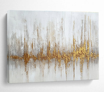 Large Size Gold, Gray & White Textured Abstract Painting HPS293