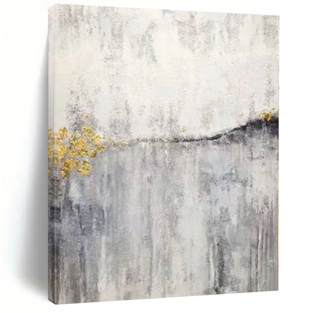 Unique Abstract Art Gray & Gold Textured Abstract Painting On Canvas PT035