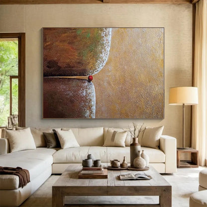 Unique Abstract Art in Brown, Beige, and Red with Textured Forms, Buy Abstract Art Online PT209