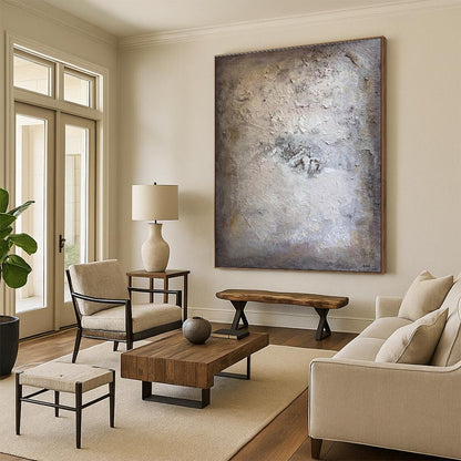 Handmade Art in Beige, Grey, and Brown Textural Abstract Art PT252