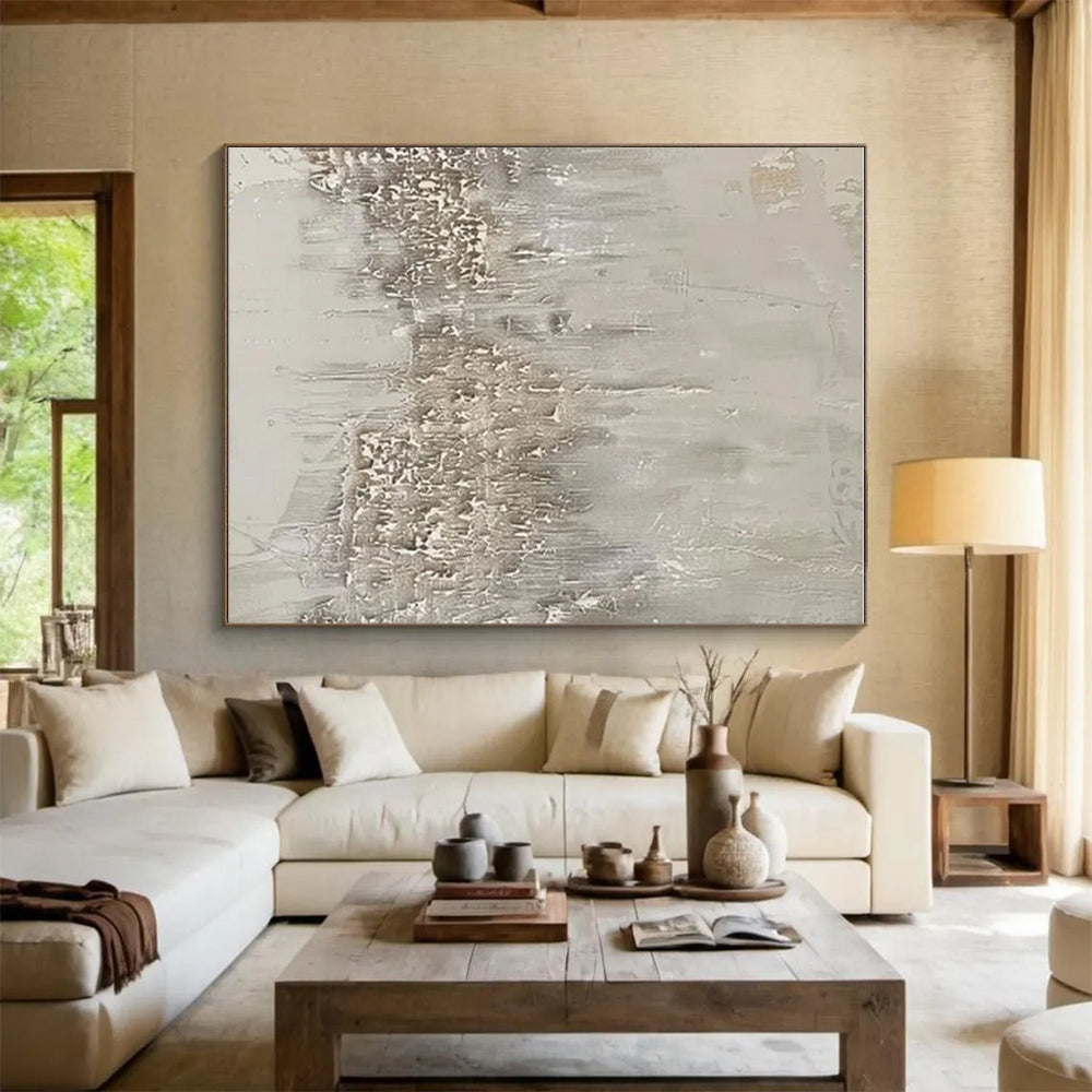 Hand Painted Art Beige Textured Abstract Art PT371