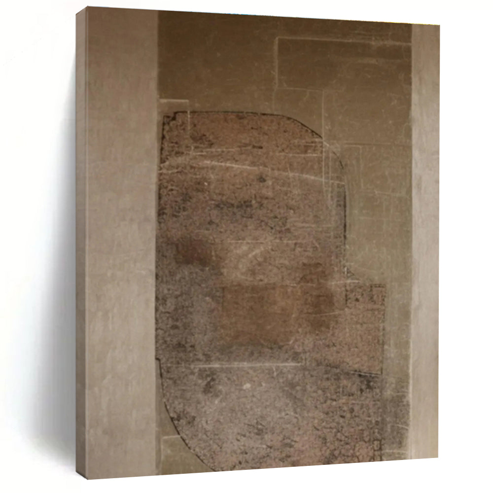 Unique Abstract Art Brown Beige Textured Geometric Abstract Art PT481