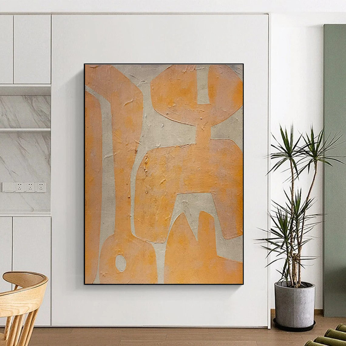 Acrylic Modern Art Paintings Orange and Beige Geometric Abstract Art PT637
