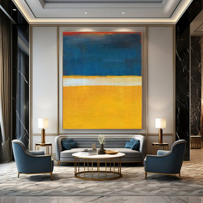 Large Size Blue, Yellow, White & Red Abstract Color Block, Large Contemporary Wall Art DPS497