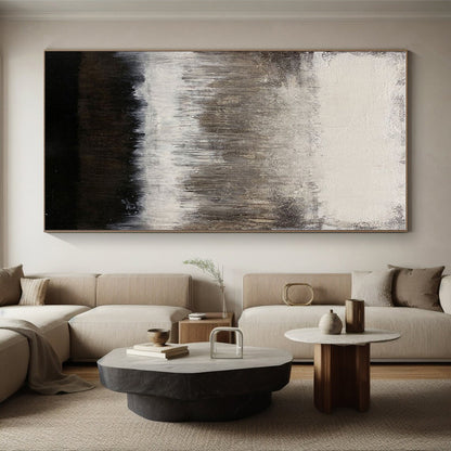 Oversized Abstract Wall Art Black, Brown, and White Textured Abstract Art PT699