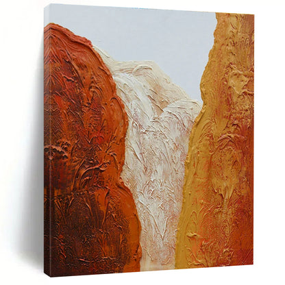Hand Painted Art Red, Orange and White Textured Canyon Scene, Acrylic Modern Art Painting PT542