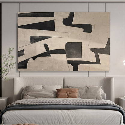 Unique Abstract Art Black & White Geometric Shapes On Canvas HPS028