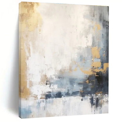 Large Size Gold, Gray, and White Textured Abstract Art PT753