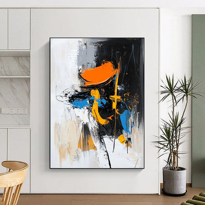 Orange Yellow Blue Black White Abstract Art PT144