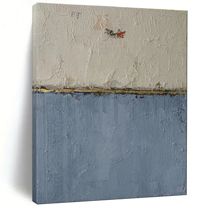 Hand-Painted Beige, Blue & Gold Abstract Minimalist, Modern Art Acrylic DPS509