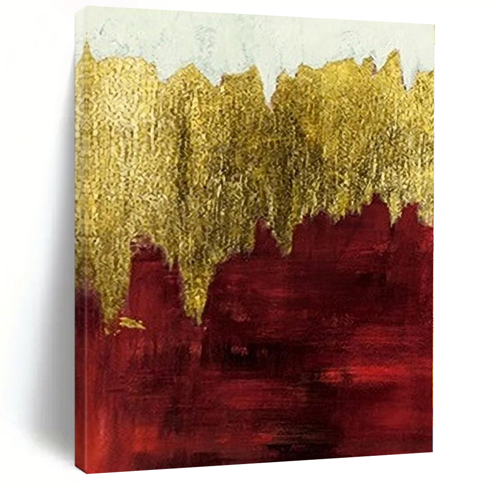 48x60 Red & Gold Textured Abstract Painting On Canvas PT066