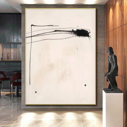 Minimalist Canvas Art Black and White Linear Abstract Art PT663