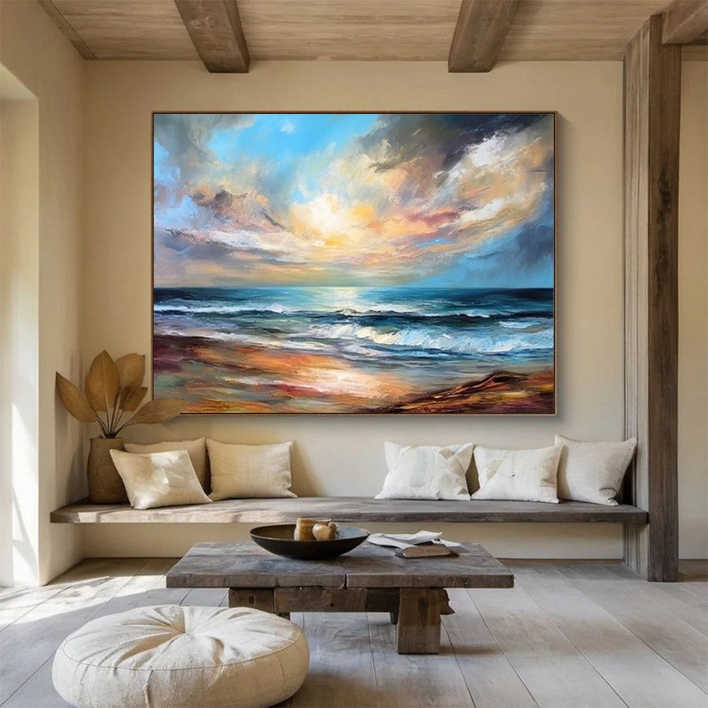 Cool Abstract Paintings Multicolor Seaside Sunset Expressive Art HPS338