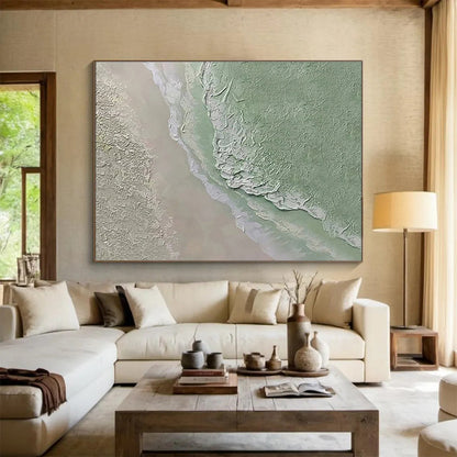 Large Size Green & Beige Textured Landscape Abstract Art HPS224