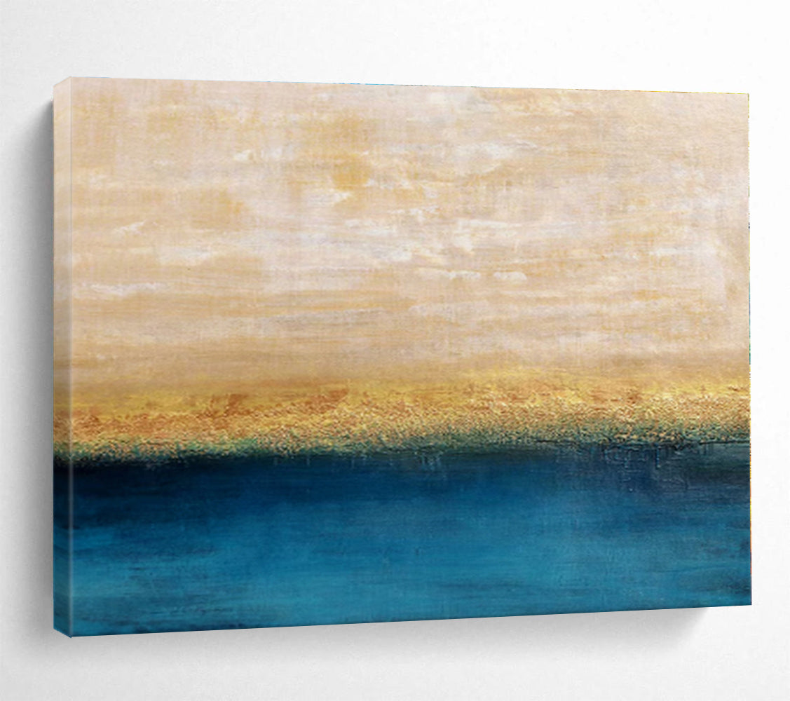 Large Size Beige & Blue Textured Landscape Abstract On Canvas HPS014
