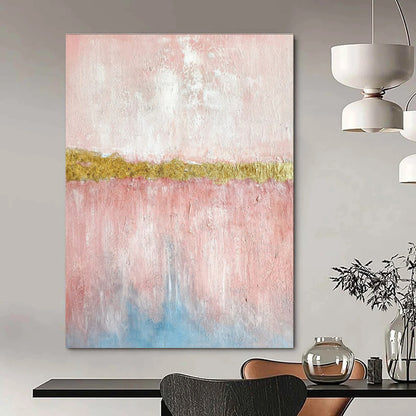 Large Size Pink, Gold & Blue Abstract Color Block, Large Contemporary Wall Art DPS507