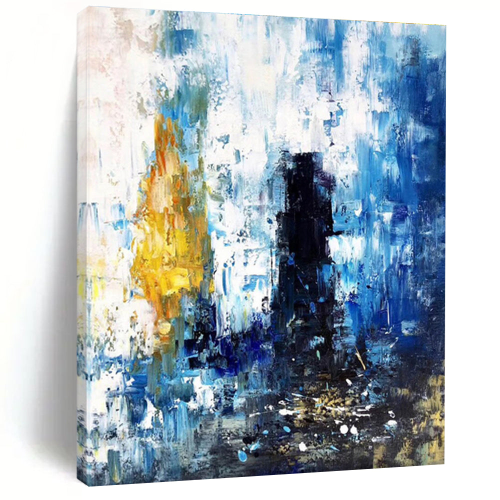 Cool Abstract Paintings Blue Yellow Urban Abstract Acrylic Modern Art PT432