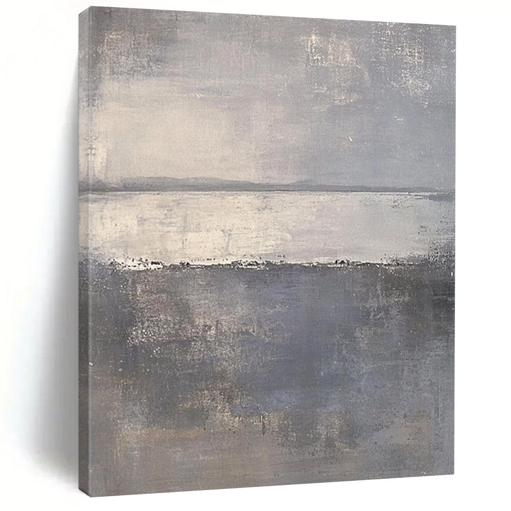 Hand Painted Art Gray & Beige Textured Seascape Abstract Painting On Canvas PT113