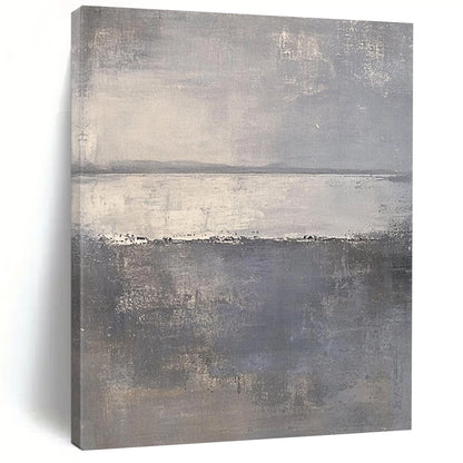 Hand Painted Art Gray & Beige Textured Seascape Abstract Painting On Canvas PT113